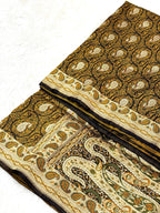 Brown Pure Satin Silk Handwoven Banarasi Tanchoi Saree