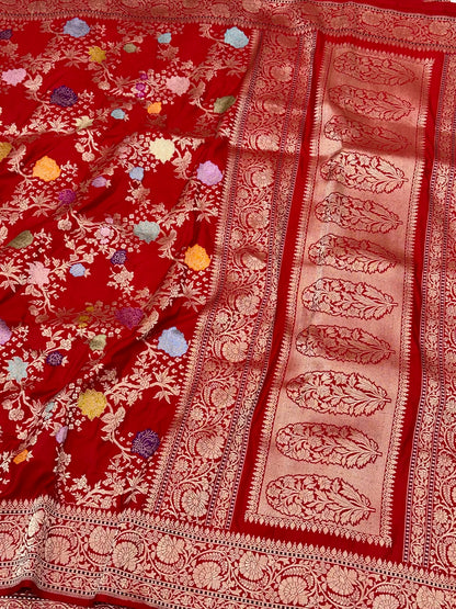 Red Handwoven Banarasi | Kadhwa Technique | Pure Double Katan Mulberry Silk Saree - A New Era Of Elegance