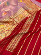 Magenta Purple Kora Tissue Pure Handwoven Saree