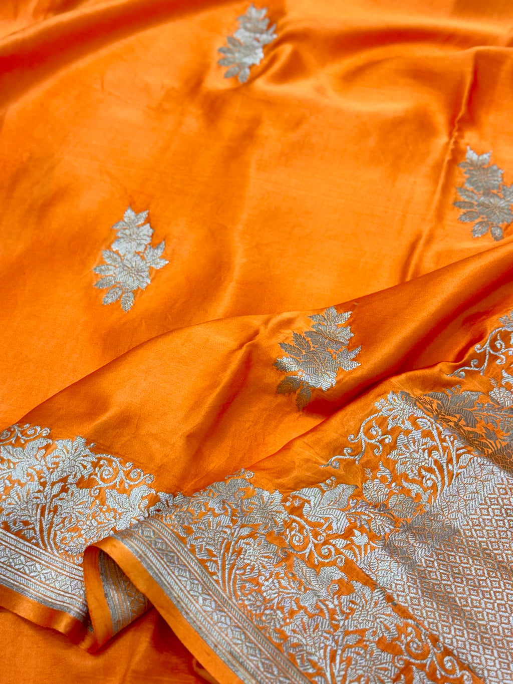 Orange Mashru Satin Silk Saree