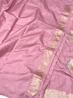 Pastel Pink Pure Katan Silk Handwoven Banarasi Saree | Contemporary Design | Skirt Pallu