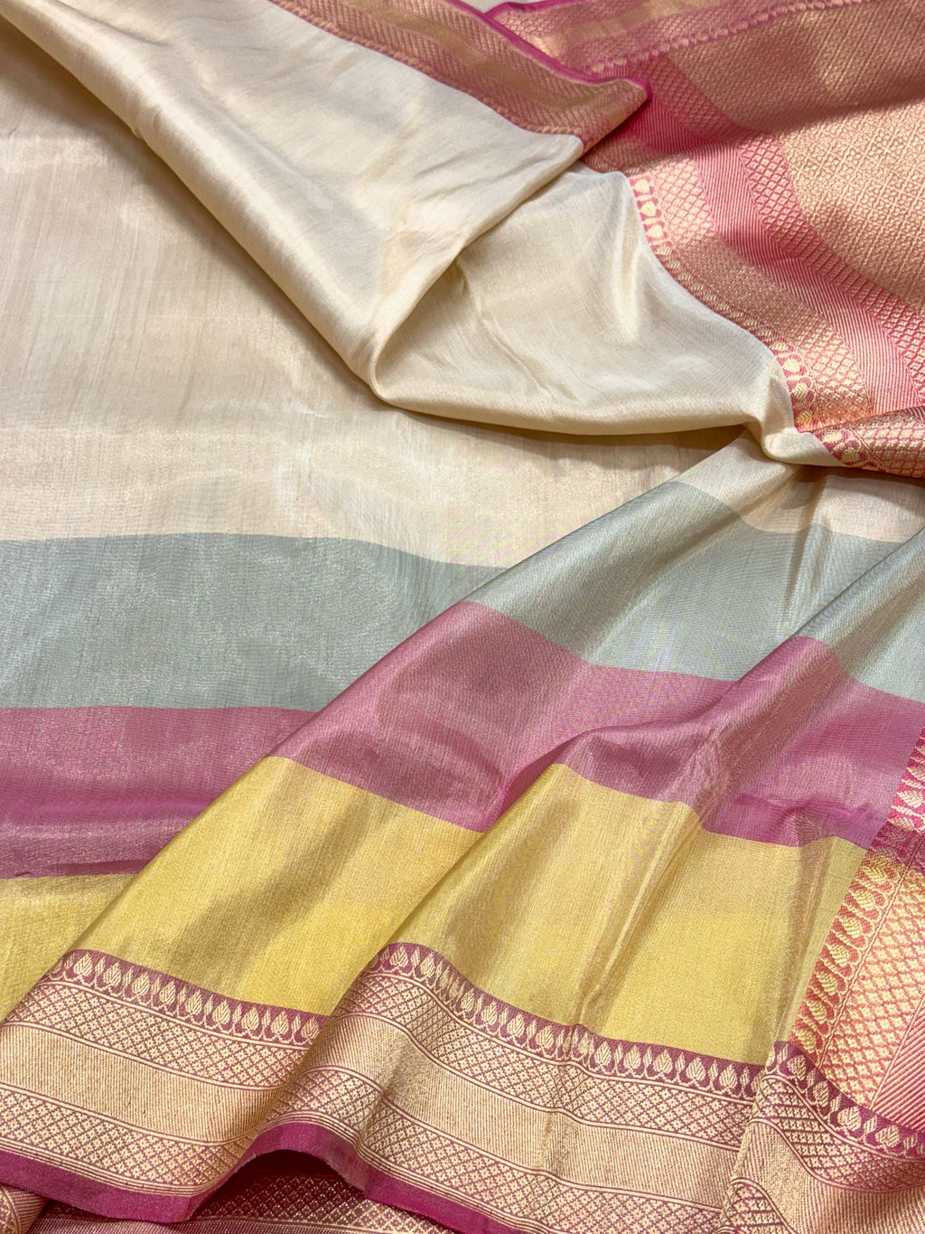 Ivory Double Katan Tissue With Ektara Weave