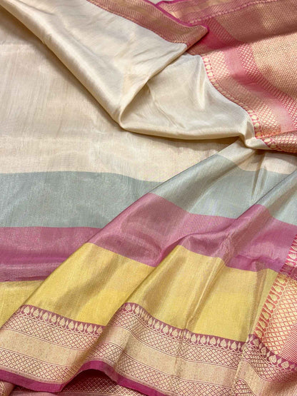 Ivory Double Katan Tissue With Ektara Weave