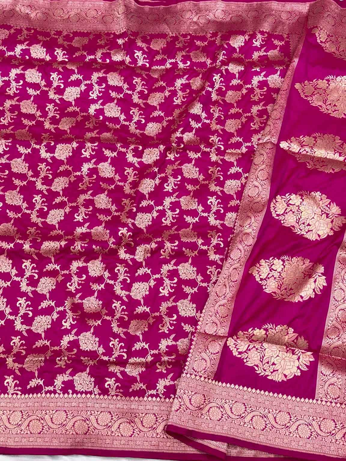 Red Pure Mulberry Katan Silk  Handloom Banarasi Brocade Saree