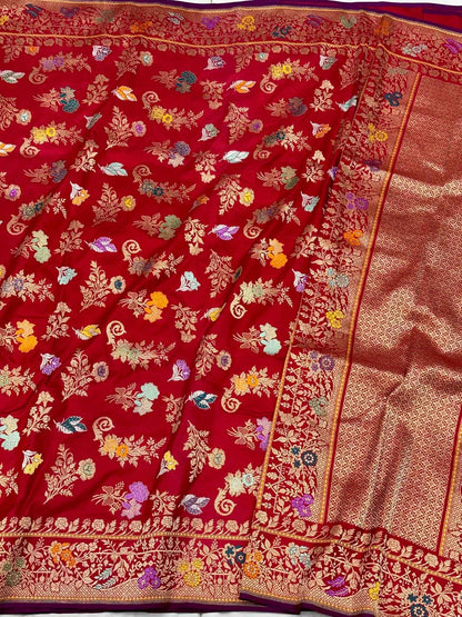 Bottle Green Pure Mulberry Double Katan Silk | Kadhwa Technique | Handwoven Banarasi Saree