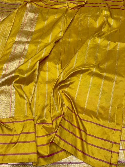 Yellow Pure Katan Silk Handwoven Banarasi Brocade Saree