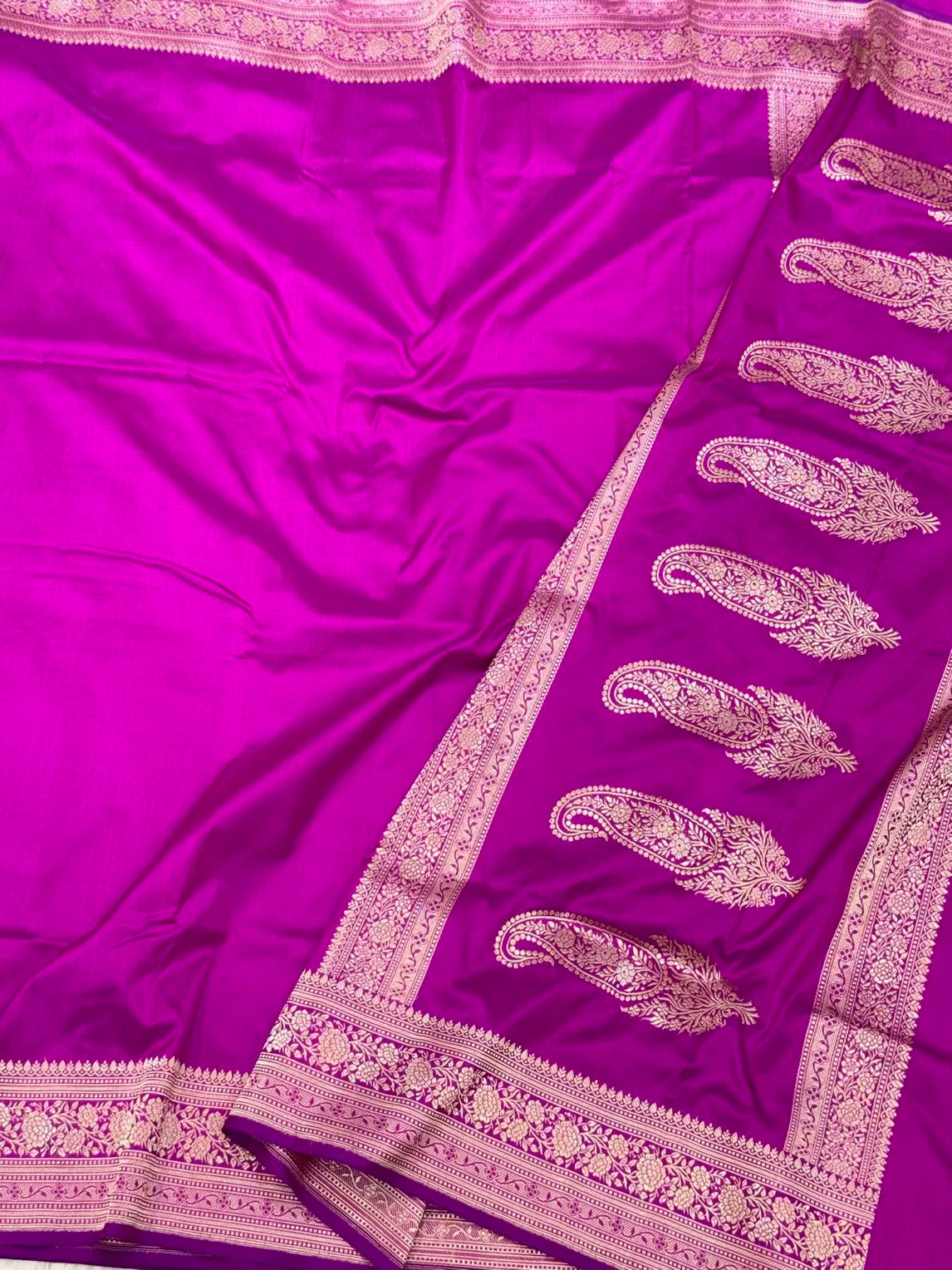 Purple Pure Mulberry Silk Saree - Pure Katan Silk Handwoven Banarasi Saree