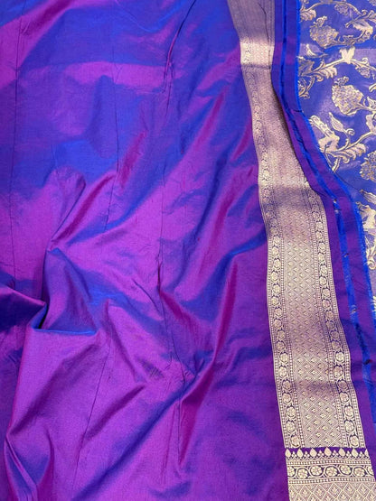 Blue Pure Kora & Tissue Silk Handloom Banarasi Saree - Lightweight Banarasi Saree