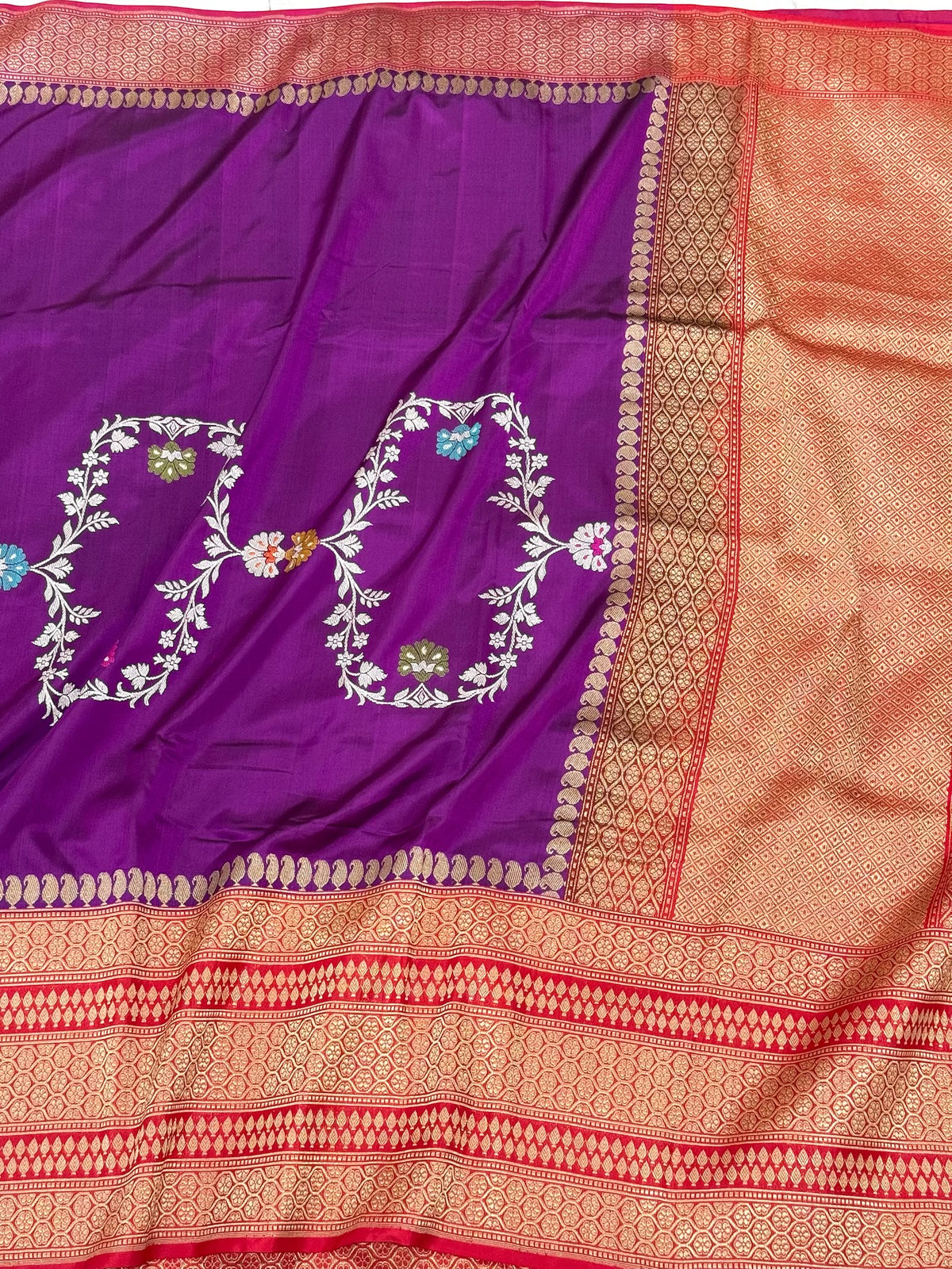 Purple Pure Katan Mulberry Silk Handwoven | Kadhwa ,Kadhiya + Ektara Technique | Modern Contemporary Banarasi Premium Saree